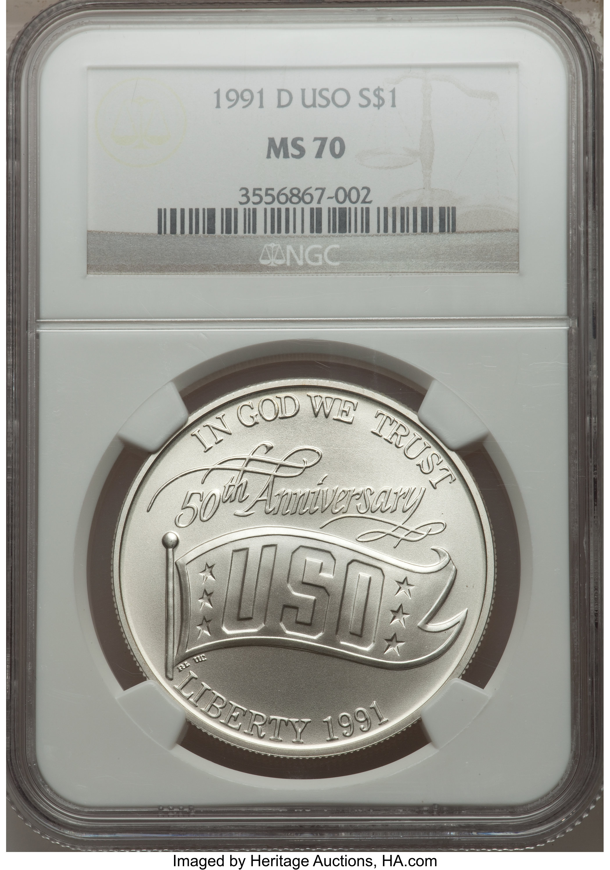 1991-D S$1 United Service Organizations (USO) MS70 thumbnail 14
