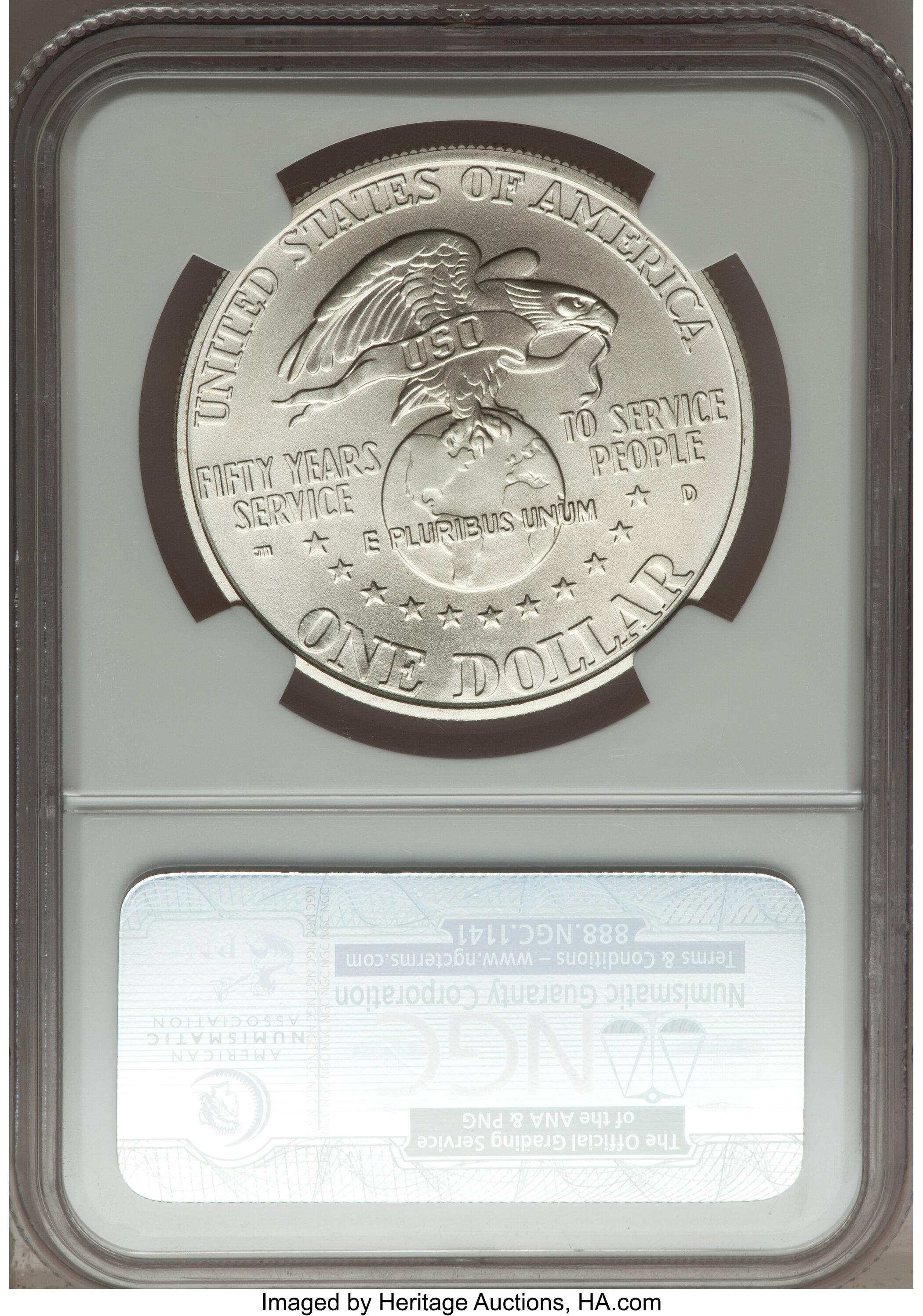 1991-D S$1 United Service Organizations (USO) MS70 thumbnail 15