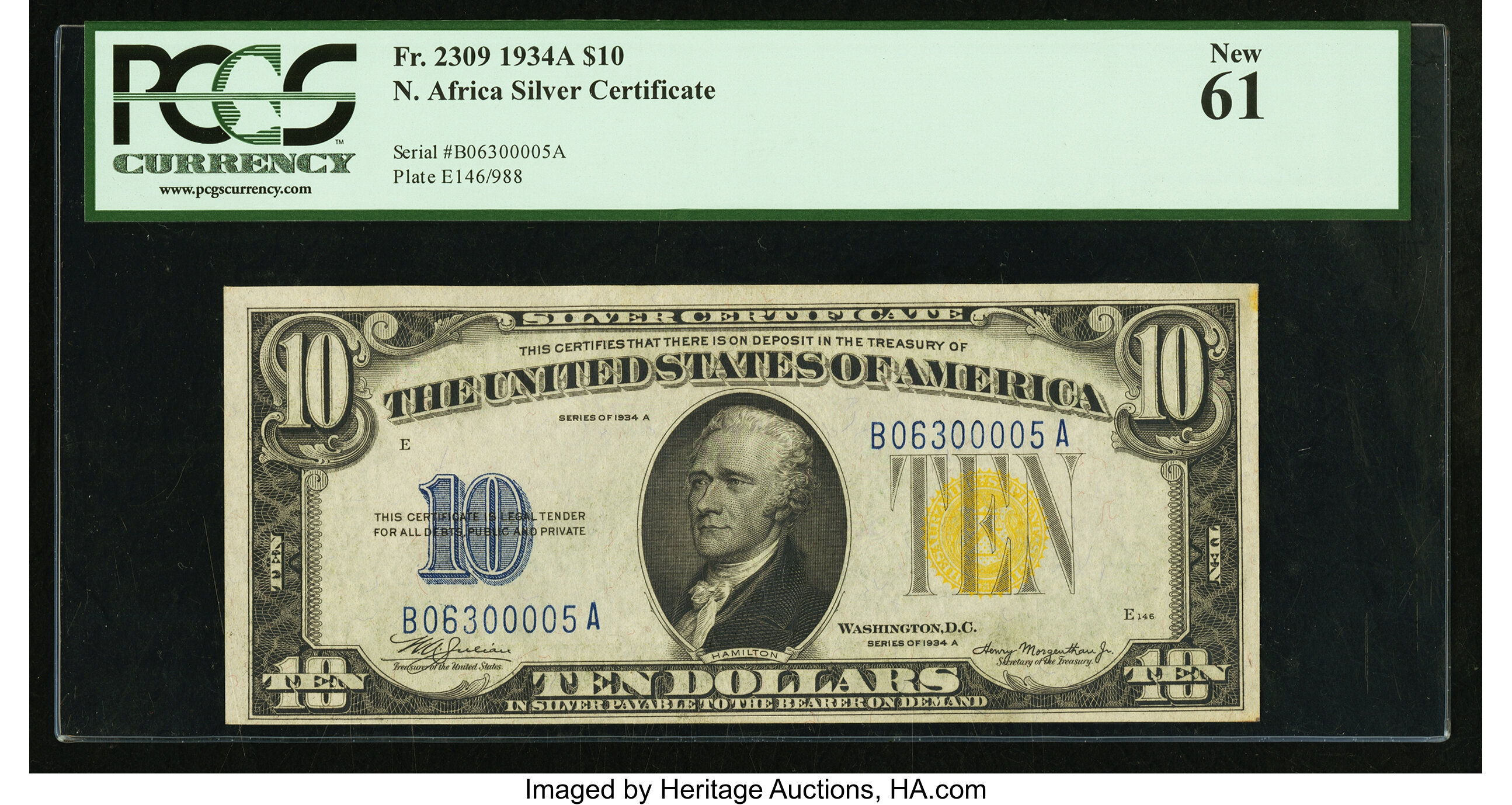 Fr. 2309 $10 1934A North Africa Silver Certificate. PCGS New 61. ...