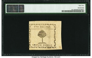 image for: Massachusetts October 16, 1778 2s PMG Uncirculated 62....
