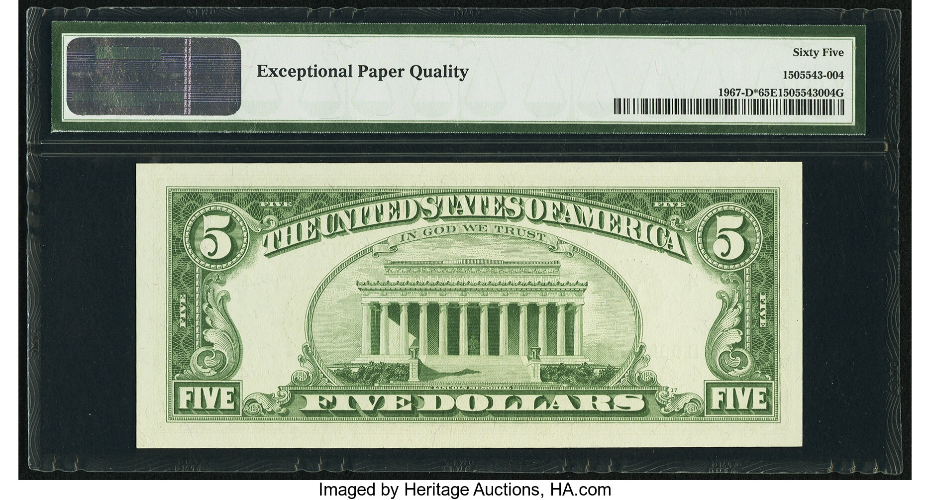 image for: Fr. 1967-D* $5 1963 Federal Reserve Note. PMG Gem Uncirculated 65 EPQ....