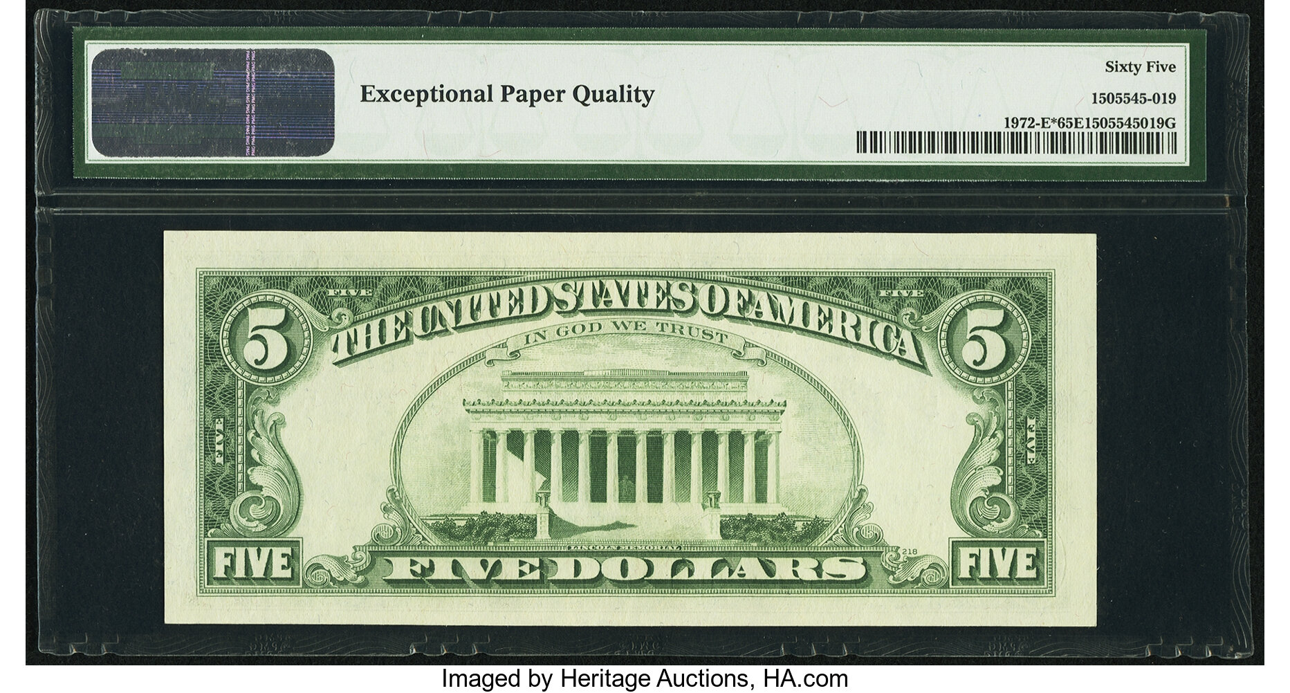 image for: Fr. 1972-E* $5 1969C Federal Reserve Note. PMG Gem Uncirculated 65 EPQ....