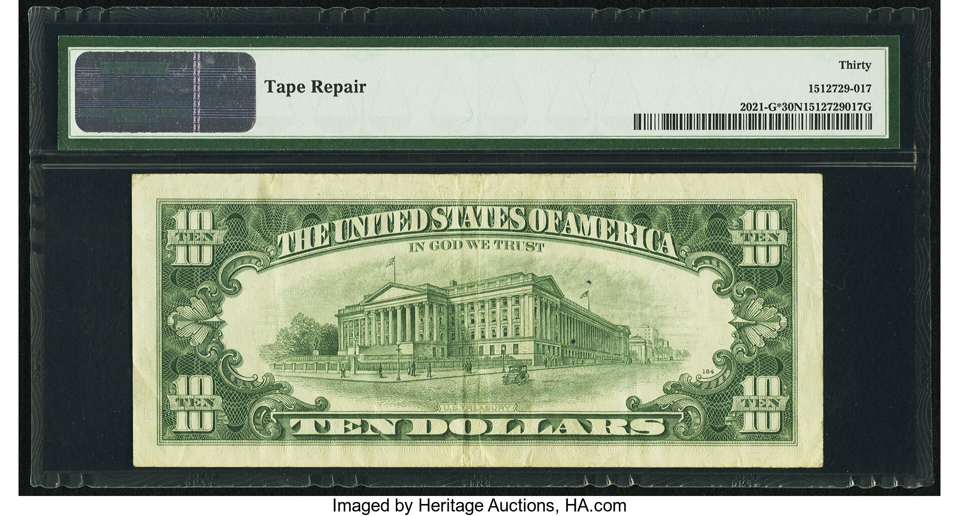 image for: Fr. 2021-G* $10 1969C Federal Reserve Note. PMG Very Fine 30 Net....