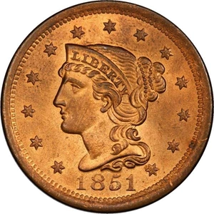 image for: 1C 1851 PCGS MS64RD CAC N-2 NAFTZGER