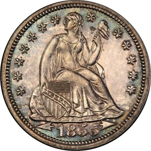 image for: 10C 1855 ARROWS PCGS PR64 CAC EX SIMPSON