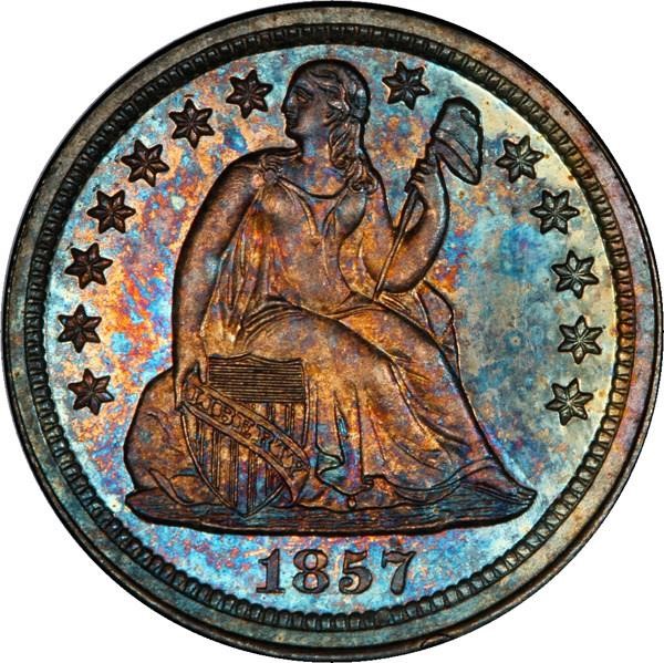 image for: 10C 1857 PCGS PR66 CAC EX SIMPSON