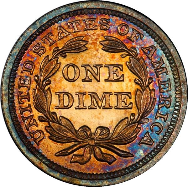 image for: 10C 1857 PCGS PR66 CAC EX SIMPSON