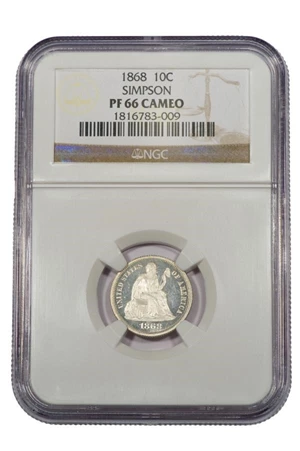 image for: 10C 1868 NGC PR66 CAMEO EX SIMPSON