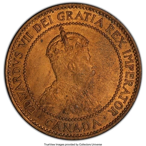 image for: Edward VII Cent 1909 MS64 Red and Brown PCGS