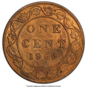 image for: Edward VII Cent 1909 MS64 Red and Brown PCGS
