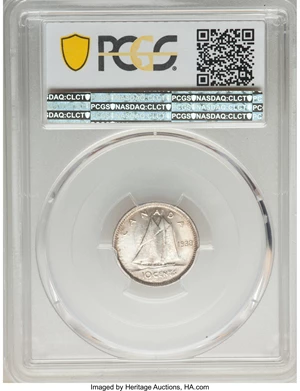 image for: George VI 10 Cents 1938 MS63 PCGS
