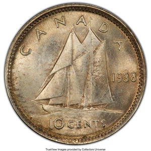 image for: George VI 10 Cents 1938 MS63 PCGS