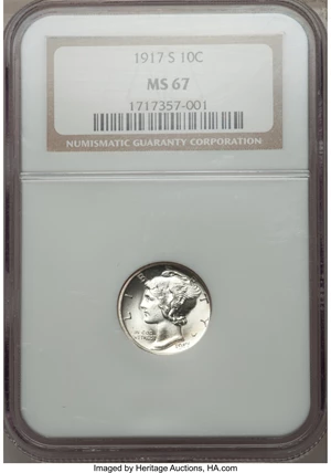 image for: 1917-S 10C MS67 NGC....