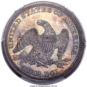 image for: 1847 25C PR64 PCGS. CAC. Briggs 8-E....