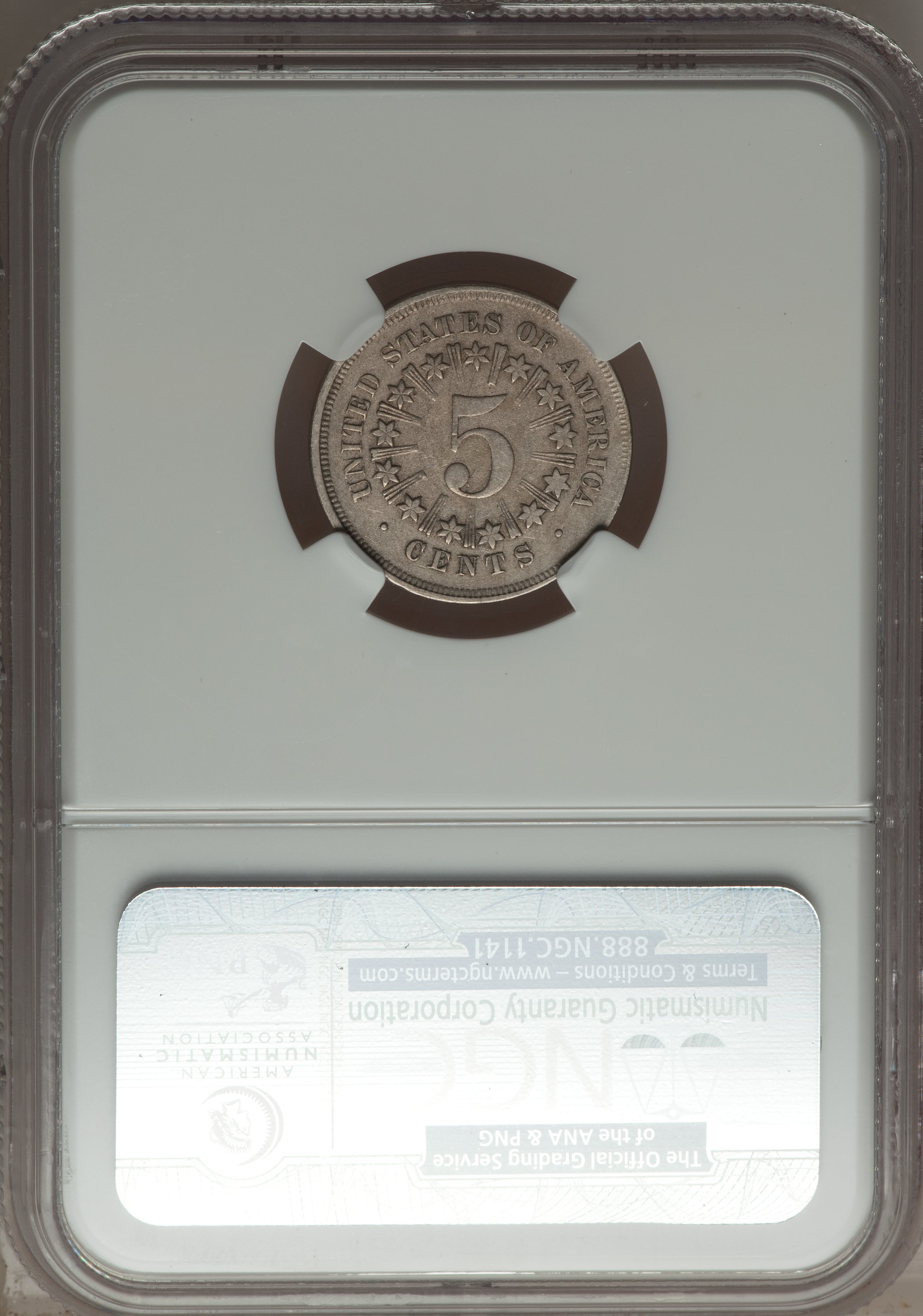 1867 5c Rays VF20 thumbnail 2