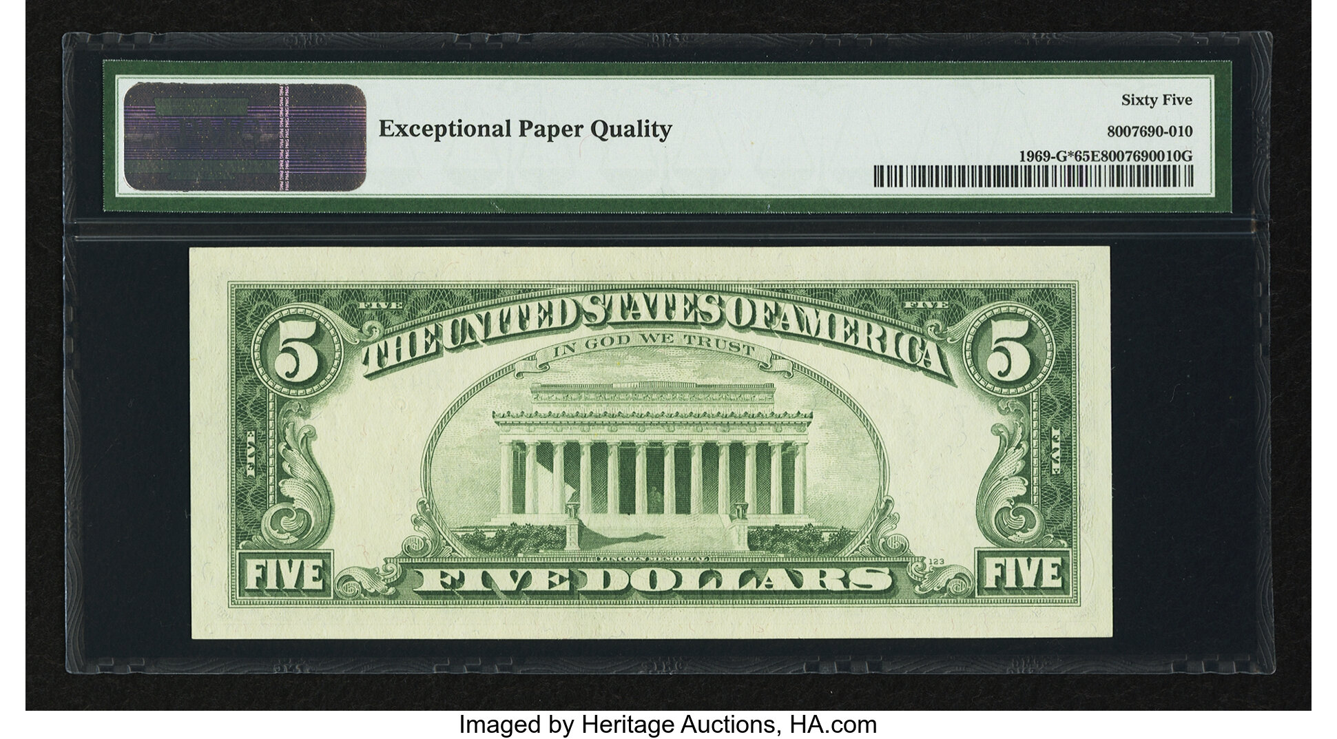 image for: Fr. 1969-G* $5 1969 Federal Reserve Star Note. PMG Gem Uncirculated 65 EPQ....