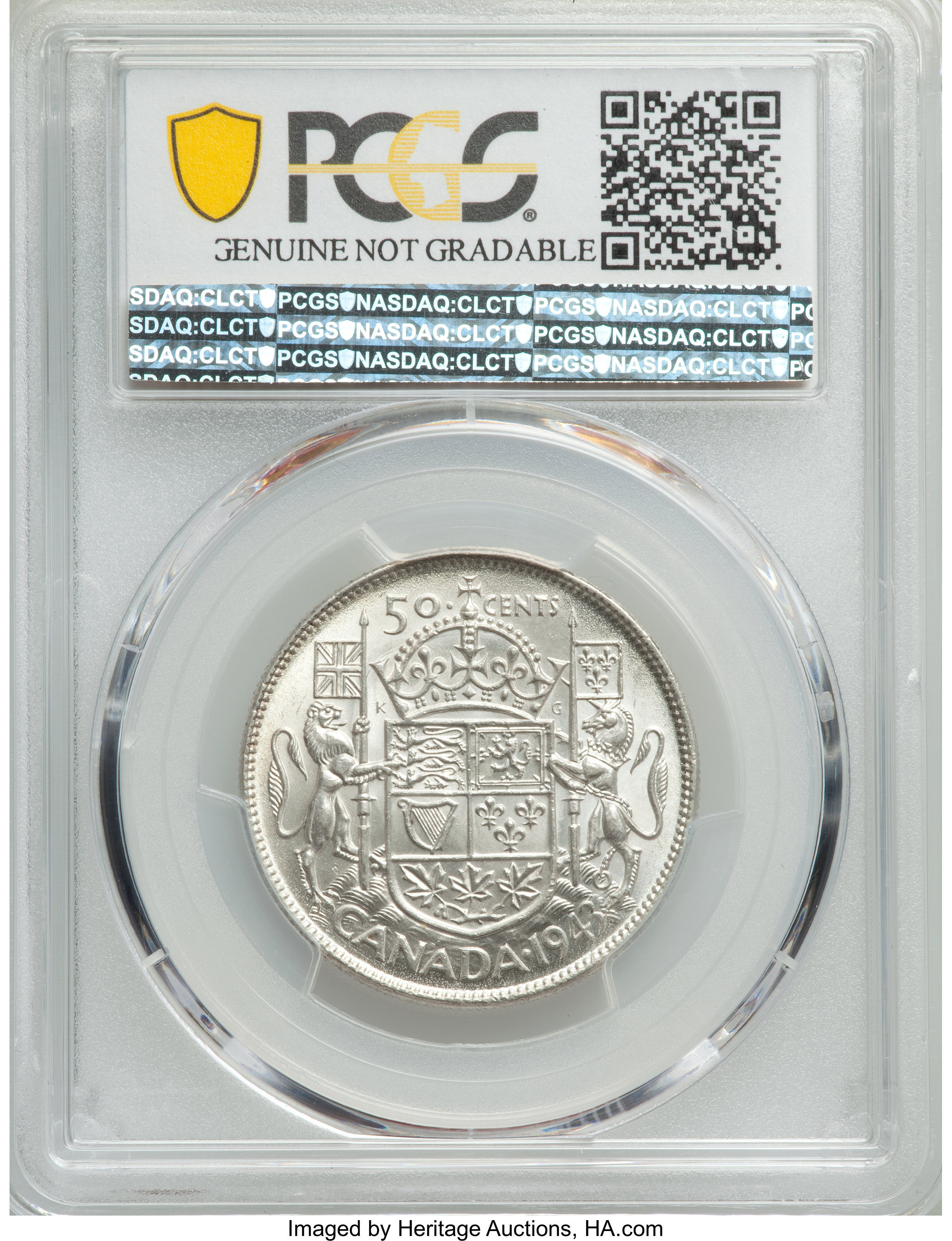 image for: George VI "Wide Date" 50 Cents 1943 UNC Details (Cleaned) PCGS