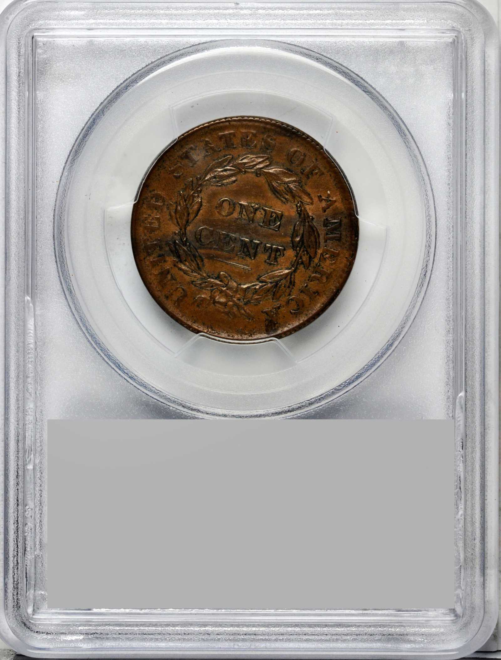 image for: 1835 Matron Head Cent. N-6. Rarity-1. Noyes Die State C/B. Small 8 and Stars. AU-58 (PCGS).