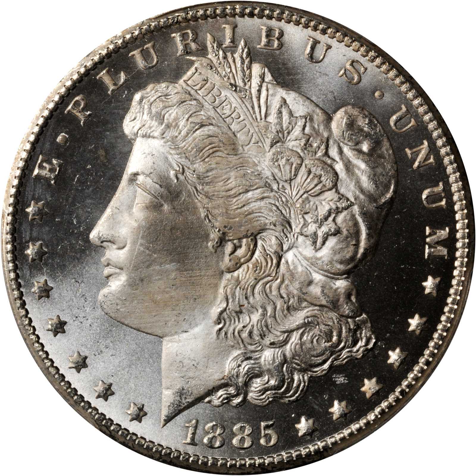 1885-CC Morgan Silver Dollar. MS-66+ PL (PCGS).