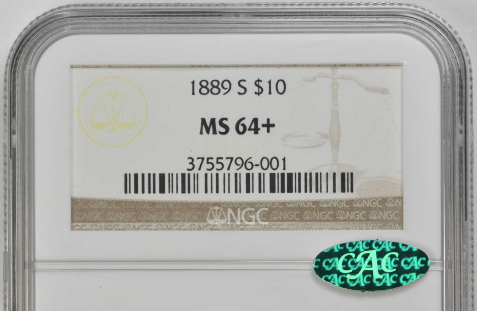 1889-S $10 VG10 thumbnail 3
