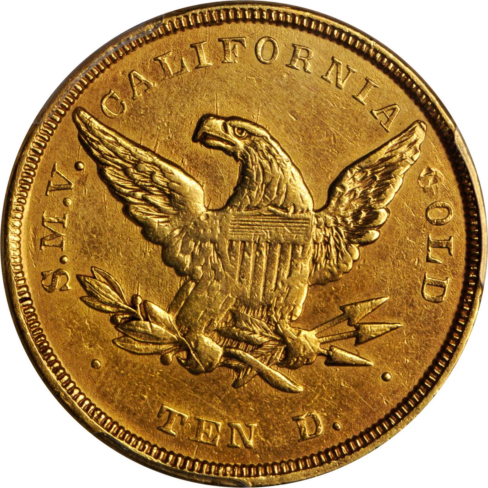 image for: 1851 Baldwin &amp; Co. $10. K-4. Rarity-6+. AU Details--Tooled (PCGS).