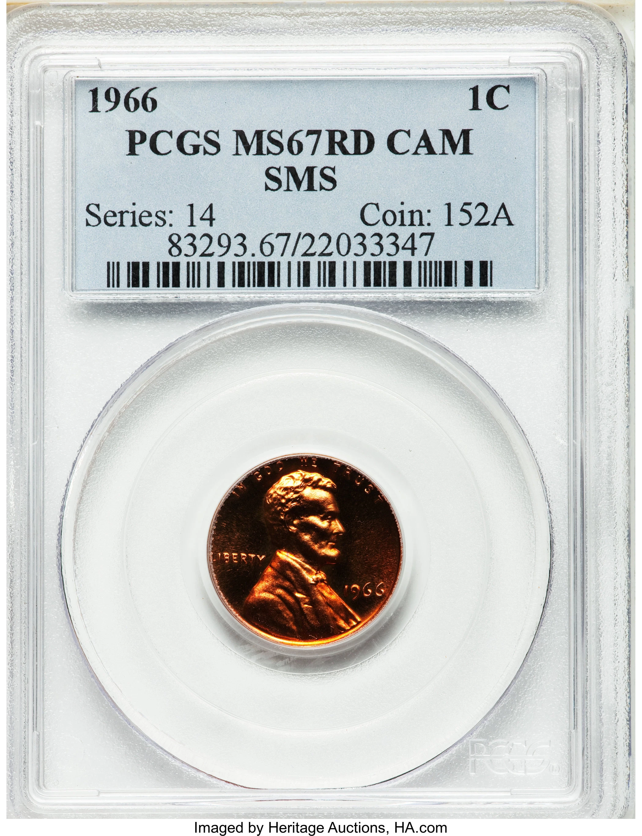 1966 SMS Lincoln Memorial Cent PCGS SP-66 RD, Buy 3 Items, Get $5 Off!!