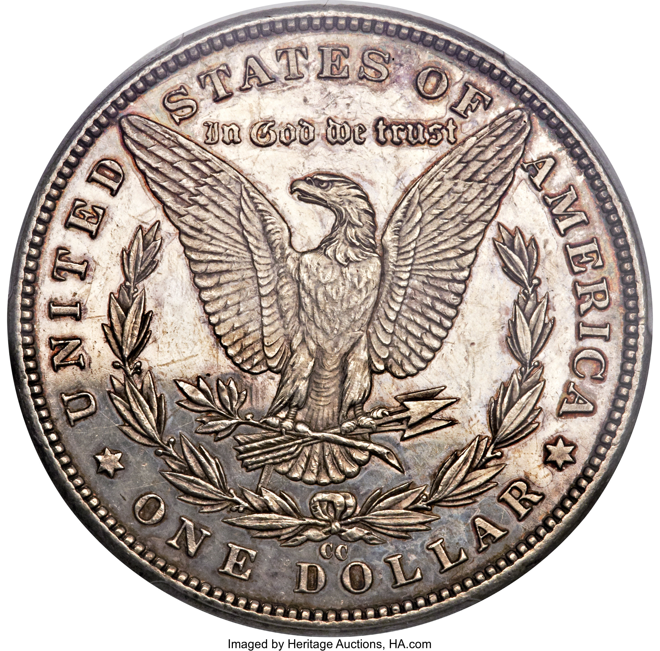 image for: 1890-CC $1 Tail Bar MS62 Prooflike PCGS. CAC. VAM-4....