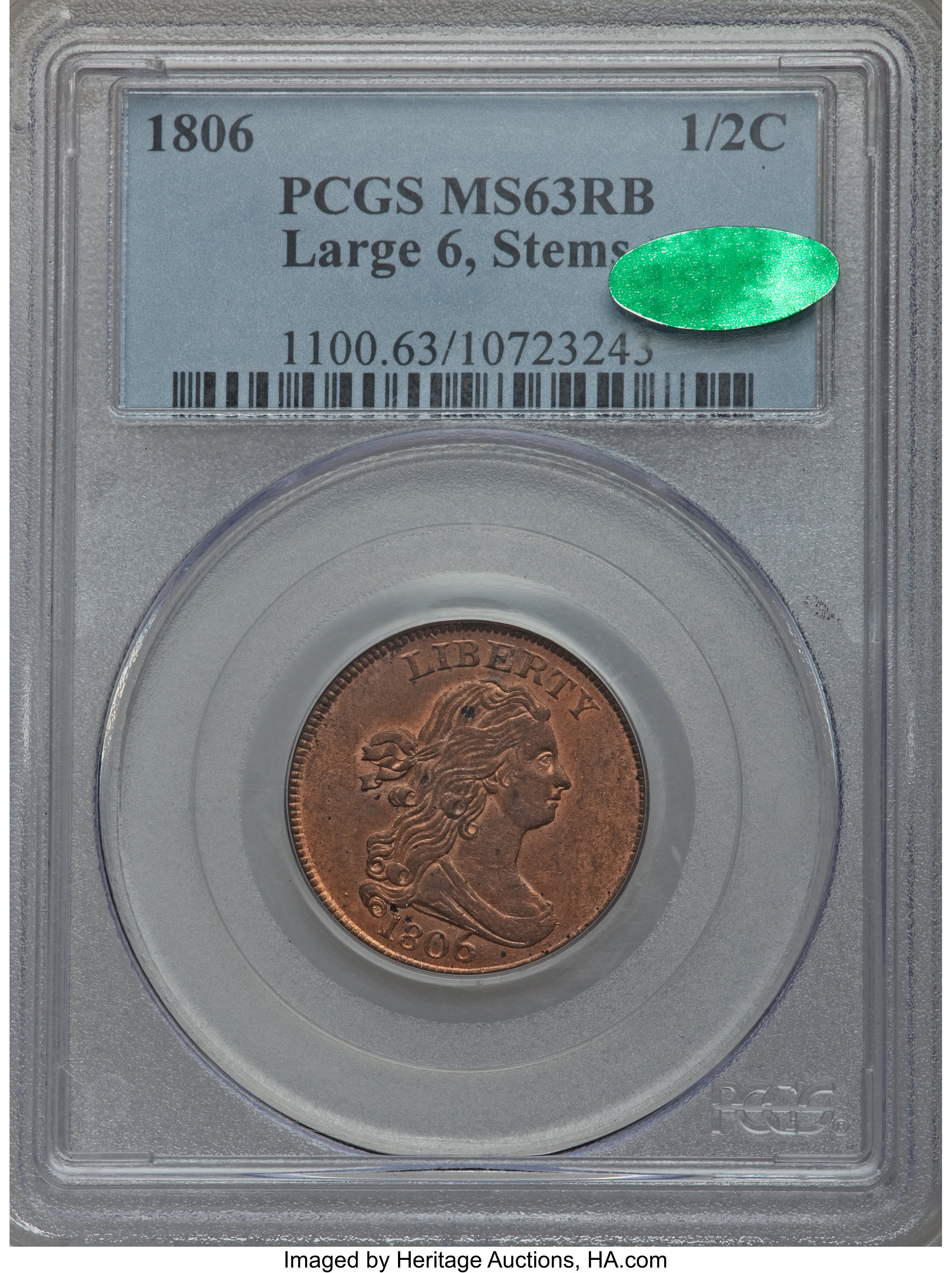 1806 1/2c Large 6, Stems MS RB MS63 RB thumbnail 24