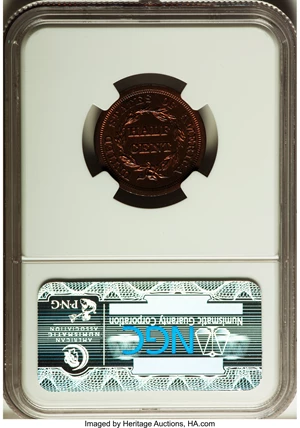 image for: 1857 1/2 C PR66 Red and Brown NGC. B-2, R.4. Our EAC Grade PR64....