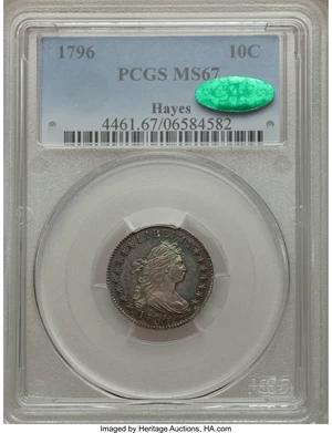 image for: 1796 10C MS67 PCGS. CAC. JR-1, R.3....