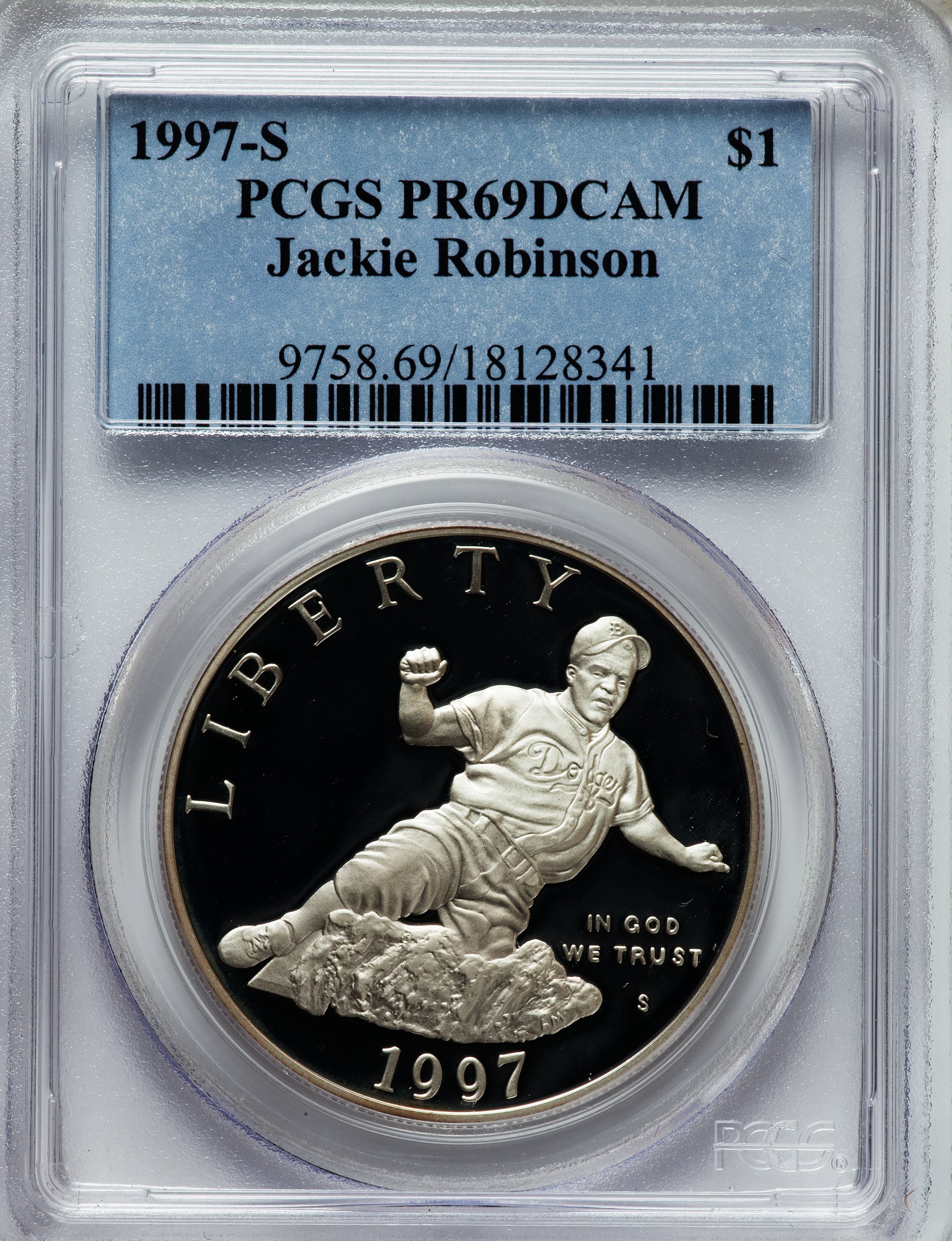 1997-S $1 Jackie Robinson Silver Dollar PR69 Deep Cameo PCGS. PCGS Population (1708/106). NGC Census: (1847/58). Mintage: 1...