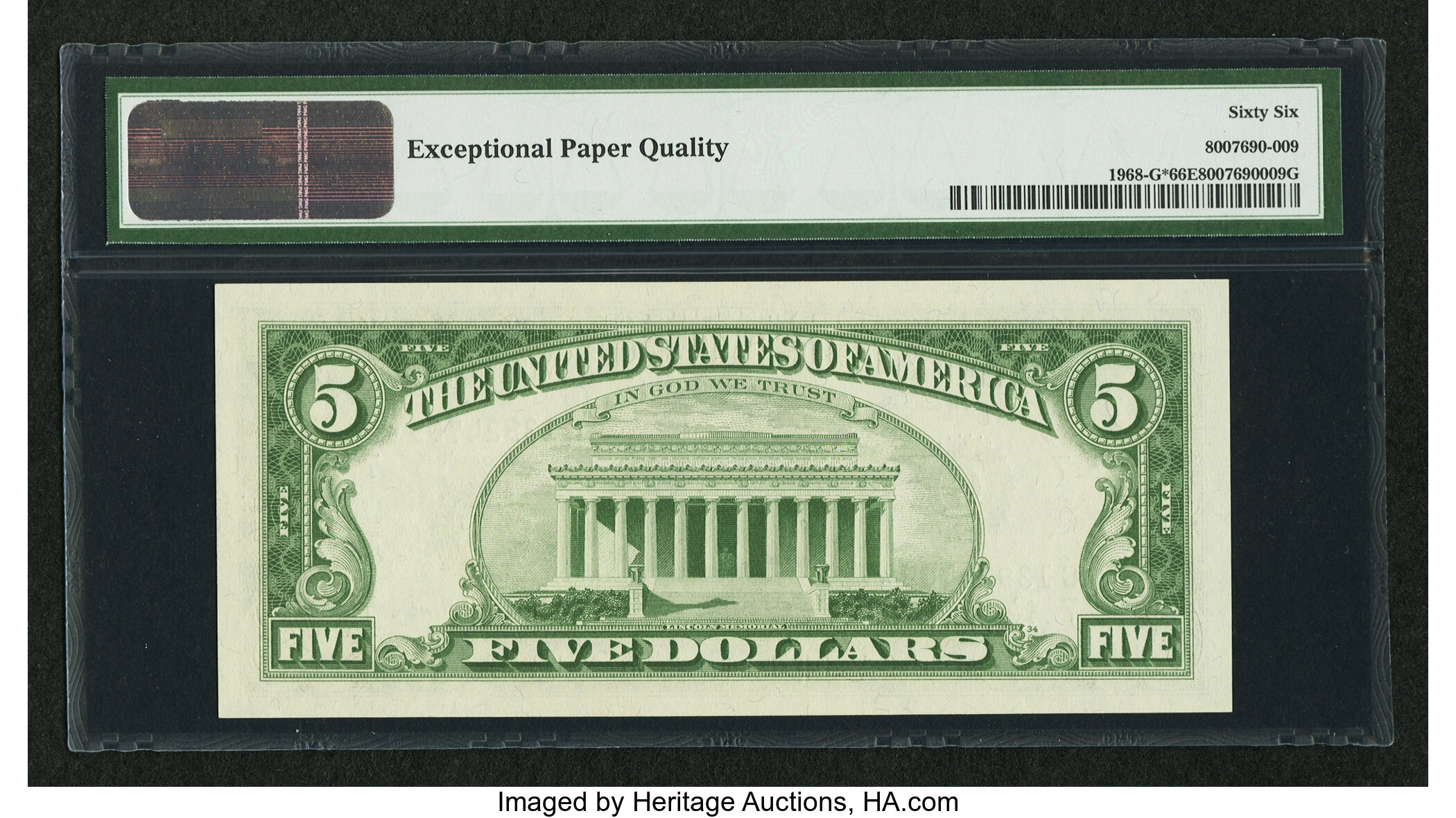 image for: Fr. 1968-G* $5 1963A Federal Reserve Star Note. PMG Gem Uncirculated 66 EPQ....