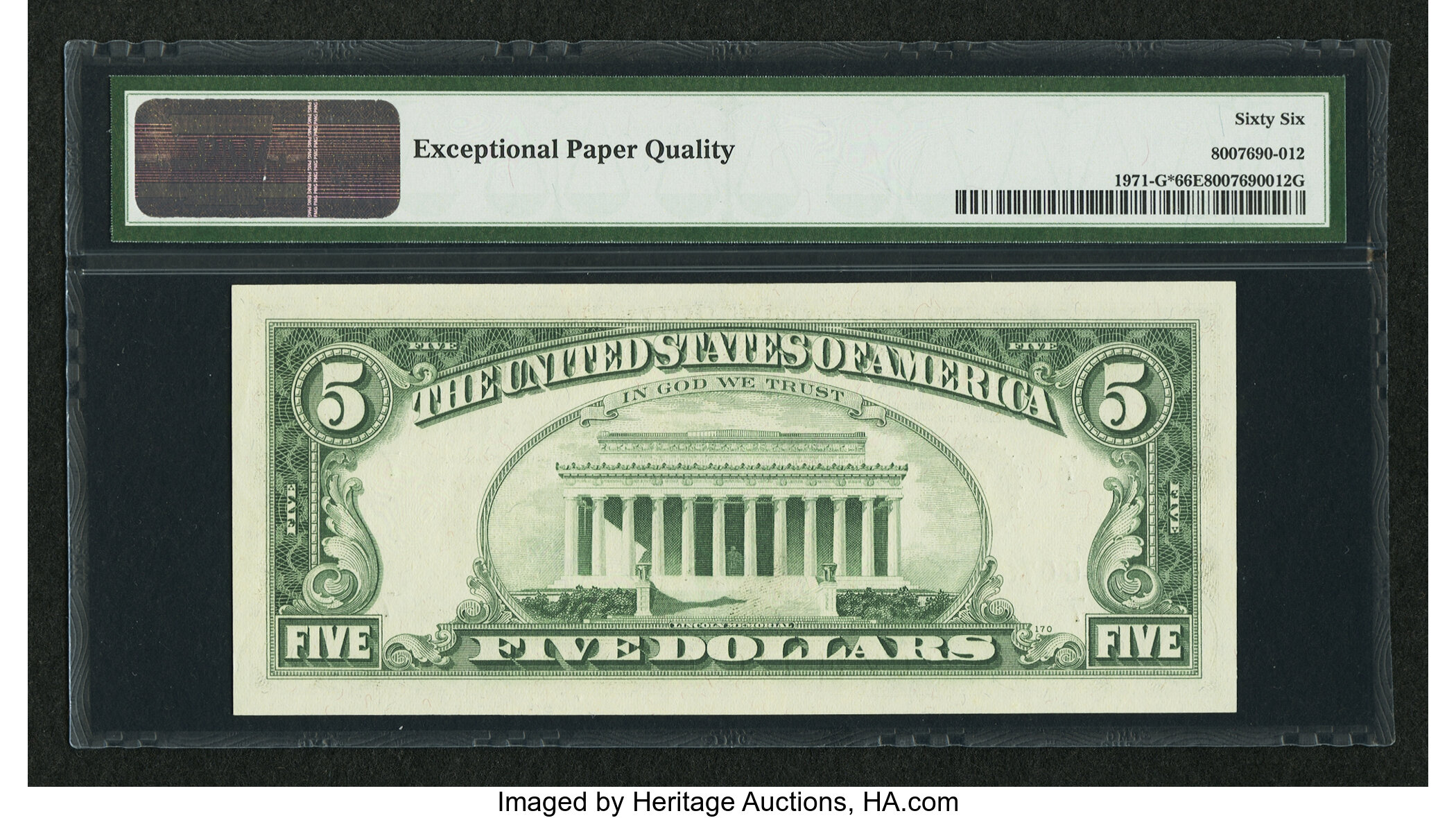 image for: Fr. 1971-G* $5 1969B Federal Reserve Star Note. PMG Gem Uncirculated 66 EPQ....