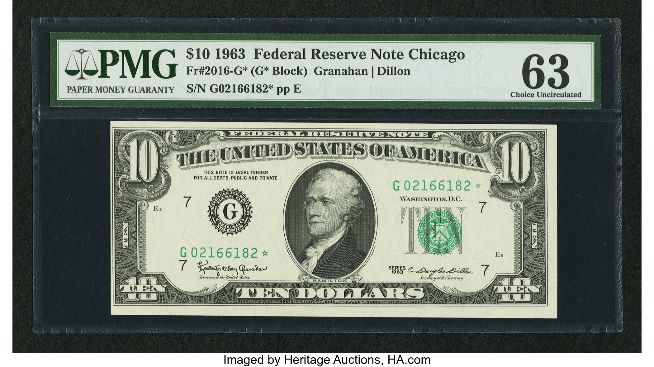 image for: Fr. 2016-G* $10 1963 Federal Reserve Star Note. PMG Choice Uncirculated 63....