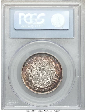 image for: George VI "Straight 7 - Maple Leaf" 50 Cents 1947 MS62 PCGS