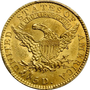 image for: 1818 Capped Head Left Half Eagle. BD-2. Rarity-4. STATESOF. MS-62 (PCGS).