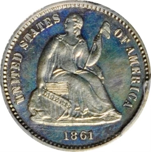 image for: 1861 Liberty Seated Half Dime. Proof-63 Cameo (PCGS).