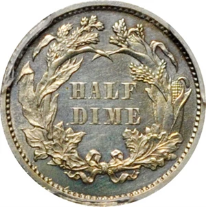 image for: 1861 Liberty Seated Half Dime. Proof-63 Cameo (PCGS).