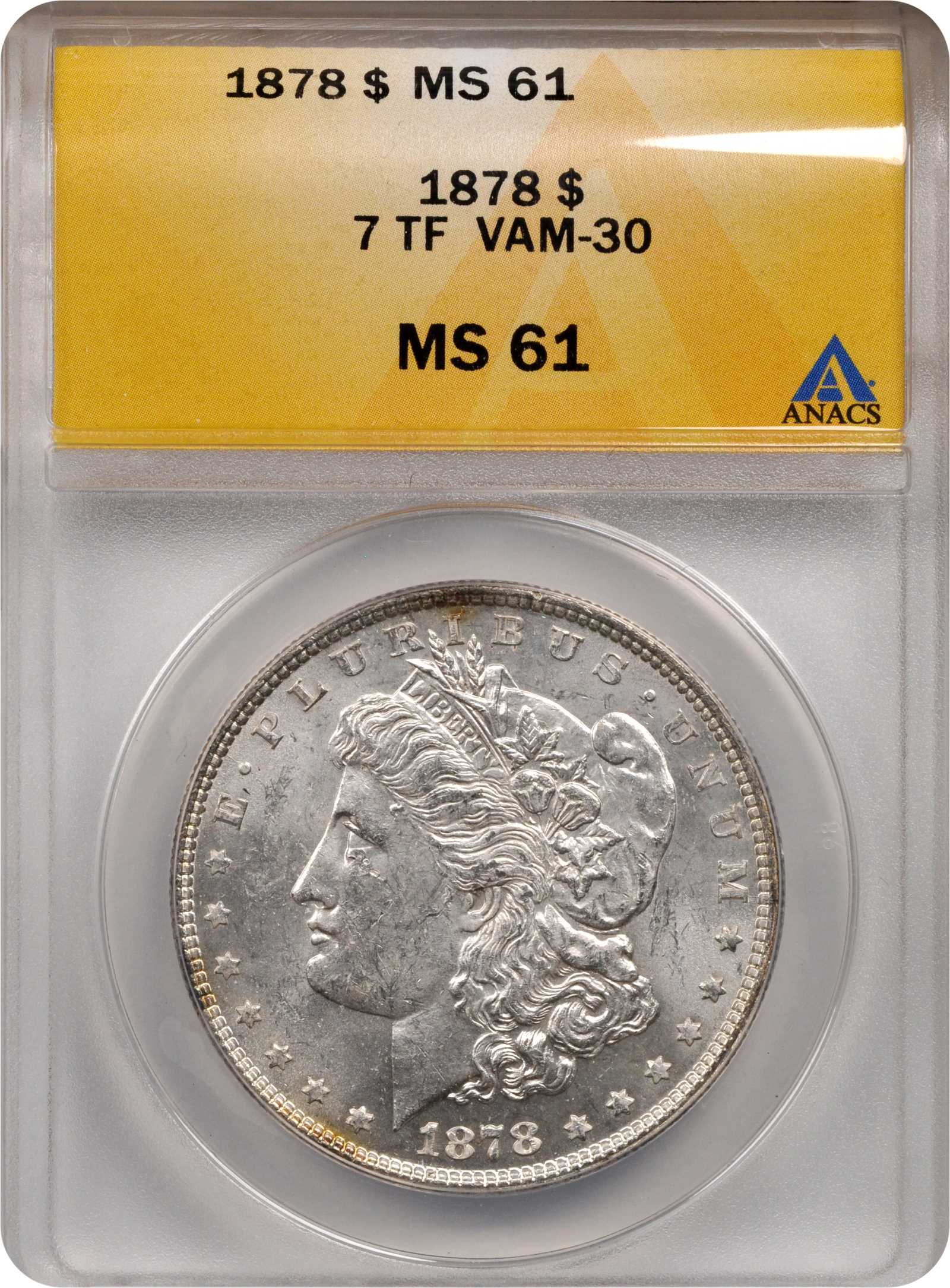 1878 7/8TF $1  Weak, 7/0TF, Extra Talons, VAM-30 VF20 thumbnail 5