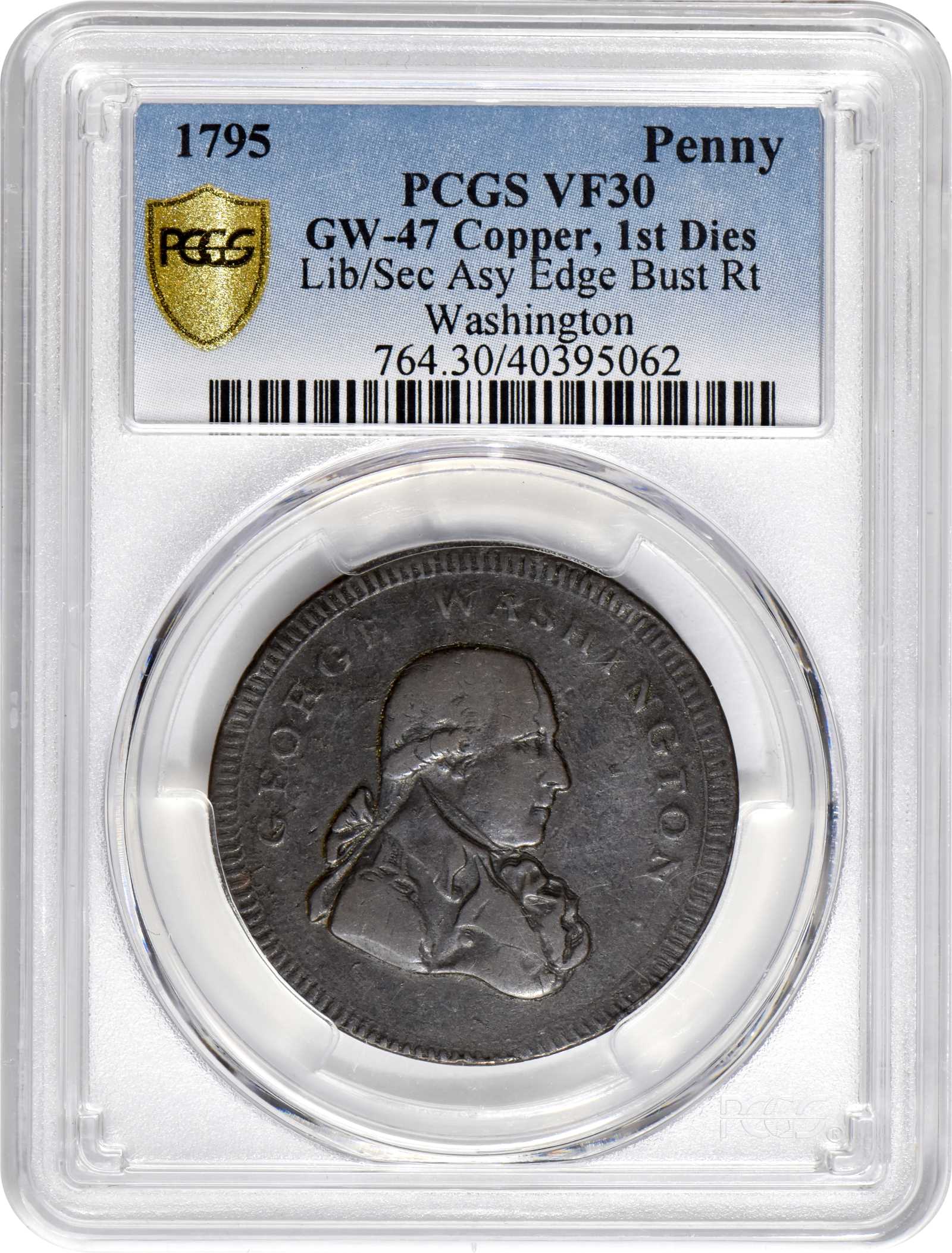 image for: 1795 Liberty and Security �Penny.� Musante GW-47, Baker-�32A,� Breen-1259. Copper. �Plain� edge. VF-30 (PCGS).