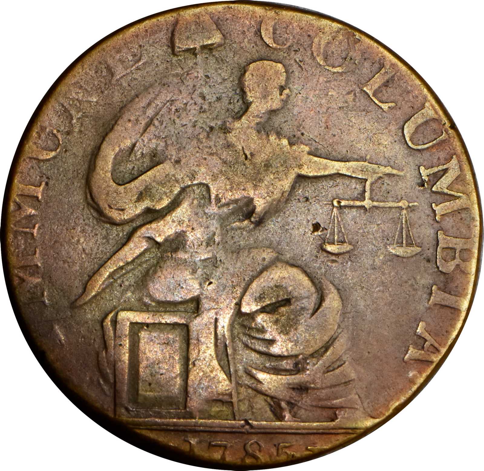 image for: 1785 Machin�s Mills CEORCIVS III REX / Immune Columbia Muling. Vlack 15-85NY, W-1995. Rarity-5+. Fine-15 (PCGS).