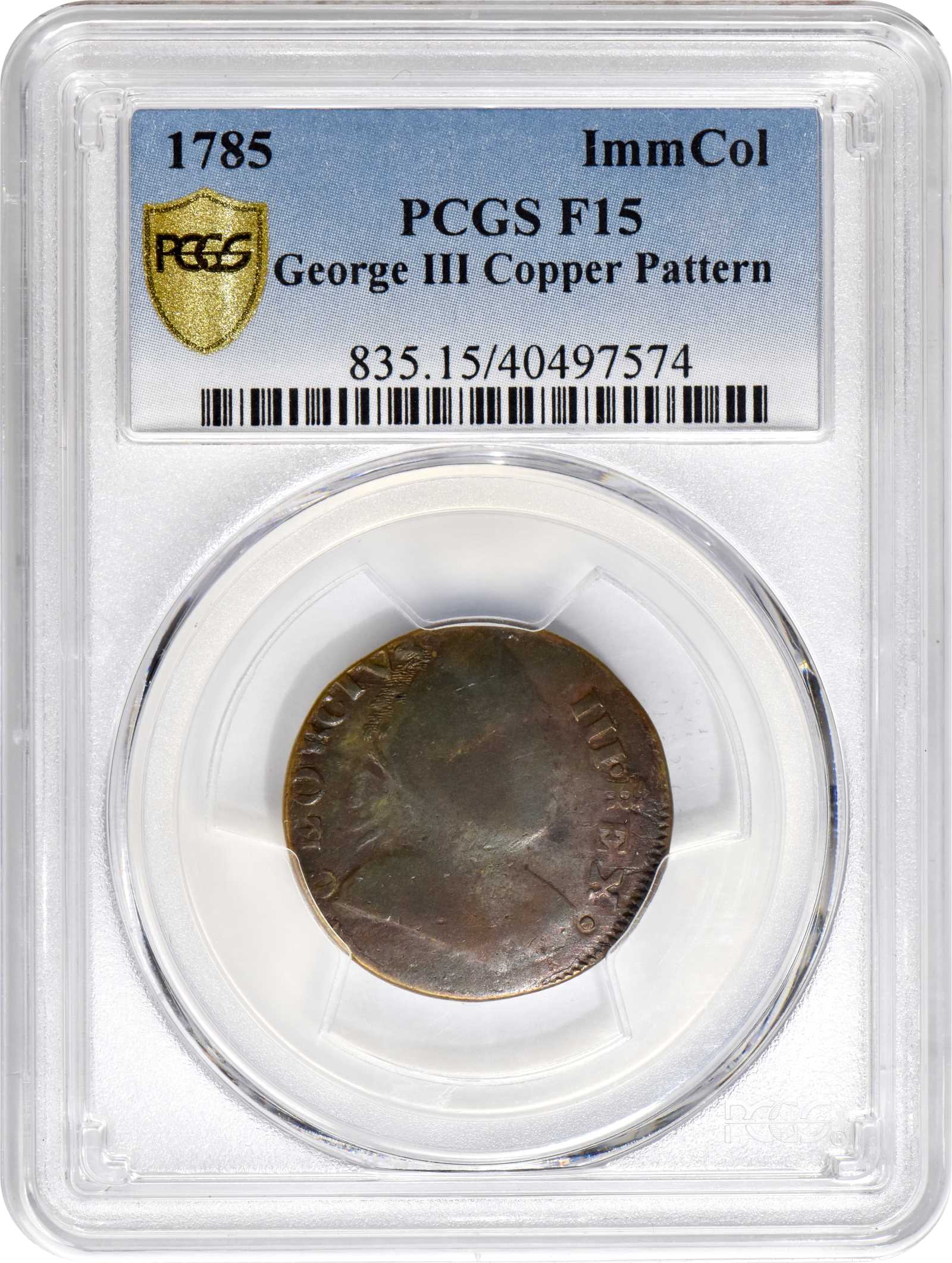 image for: 1785 Machin�s Mills CEORCIVS III REX / Immune Columbia Muling. Vlack 15-85NY, W-1995. Rarity-5+. Fine-15 (PCGS).