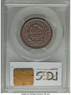 image for: 1845 1C MS65 Brown PCGS. CAC. N-2, R.1....