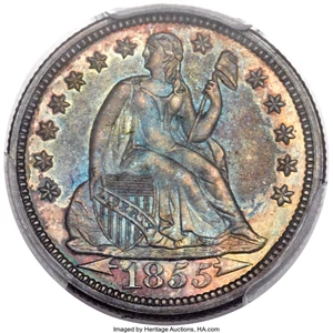 image for: 1855 10C Arrows PR64 PCGS. Fortin-101, R.7....