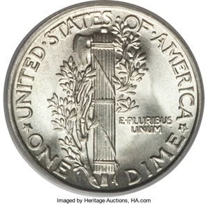 image for: 1941 10C MS68 PCGS. PCGS Population (5/0). NGC Census: (1/0). Mintage: 175,106,560. Numismedia Wsl. Price for problem free ...
