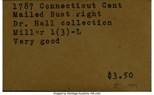 image for: 1787 COPPER Connecticut Copper, Mailed Bust Right, INDE ET LIB VF30 NGC. M. 1.3-L, W-2735, R.6. ...