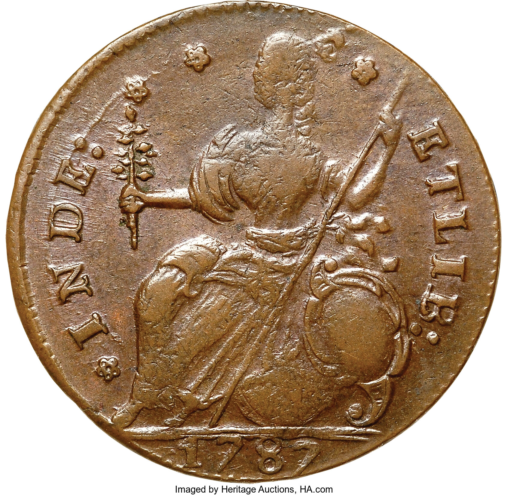 1787 Copper Connecticut, Draped Bust Left MS BN MS60 BN thumbnail 3