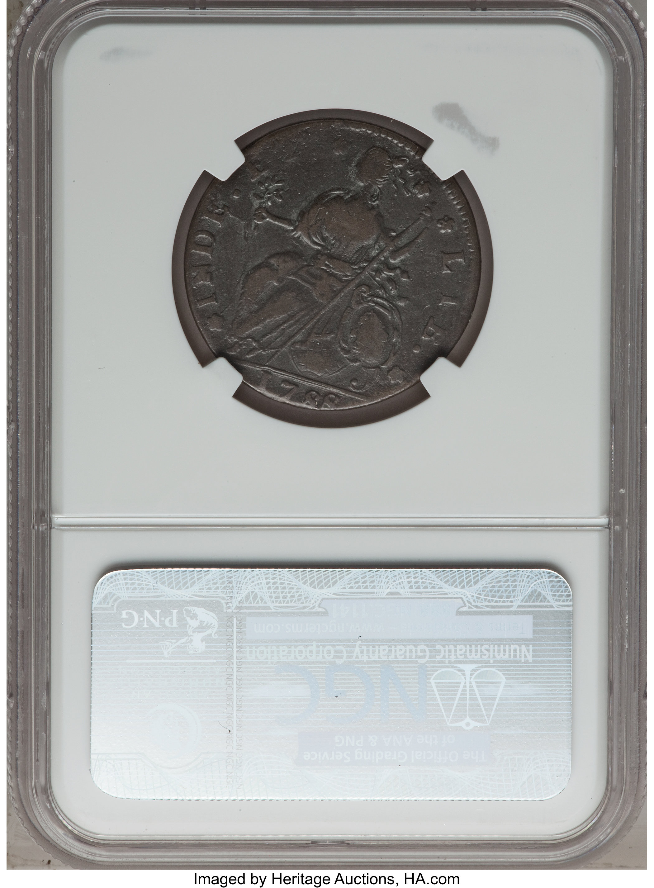 image for: 1788 COPPER Connecticut Copper, Draped Bust Left, CONNLC XF40 NGC. M. 17-Q, W-4640, R.6. ...