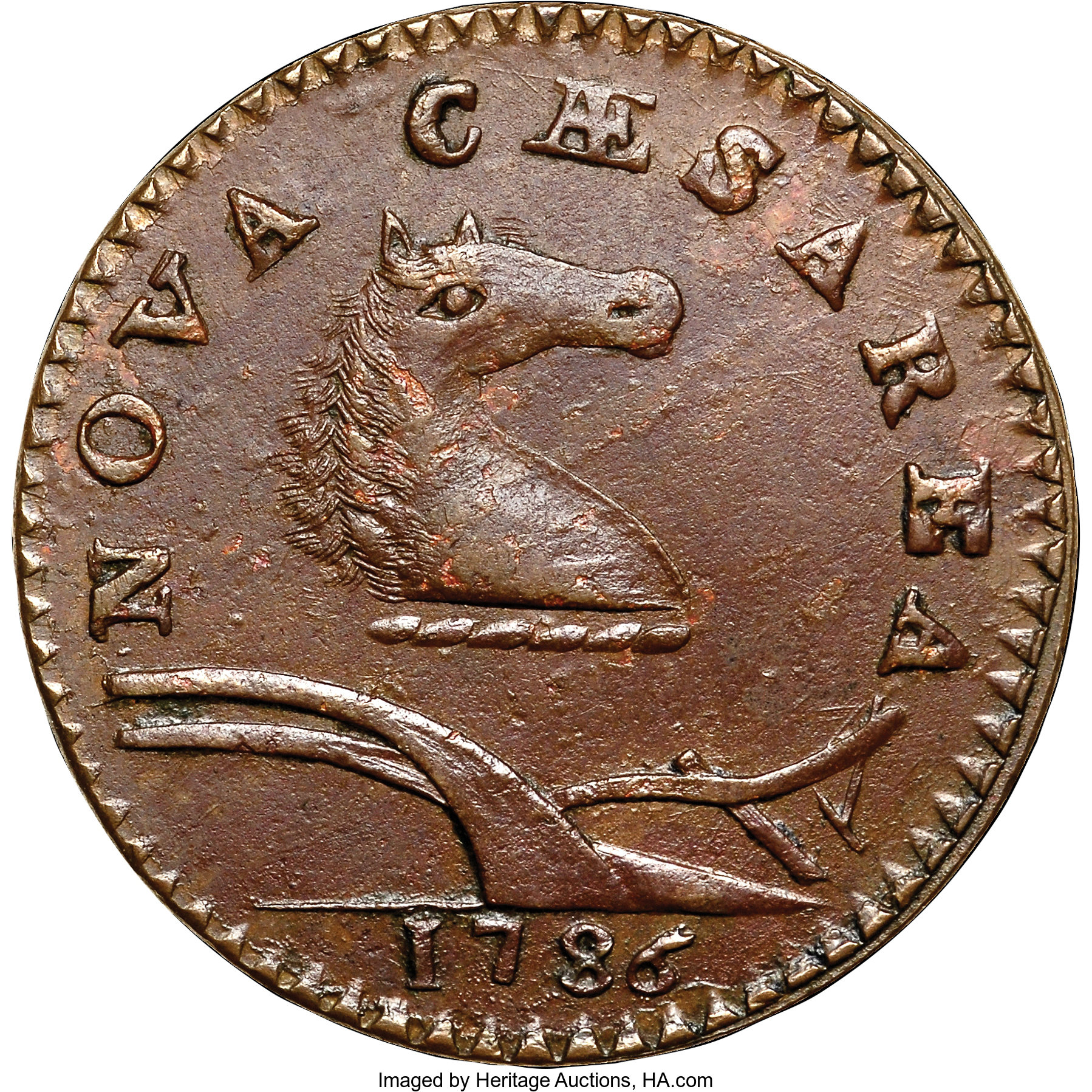 image for: 1786 COPPER New Jersey Copper, Wide Shield MS62 Brown NGC. M. 21-N, W-4910, R.3. ...