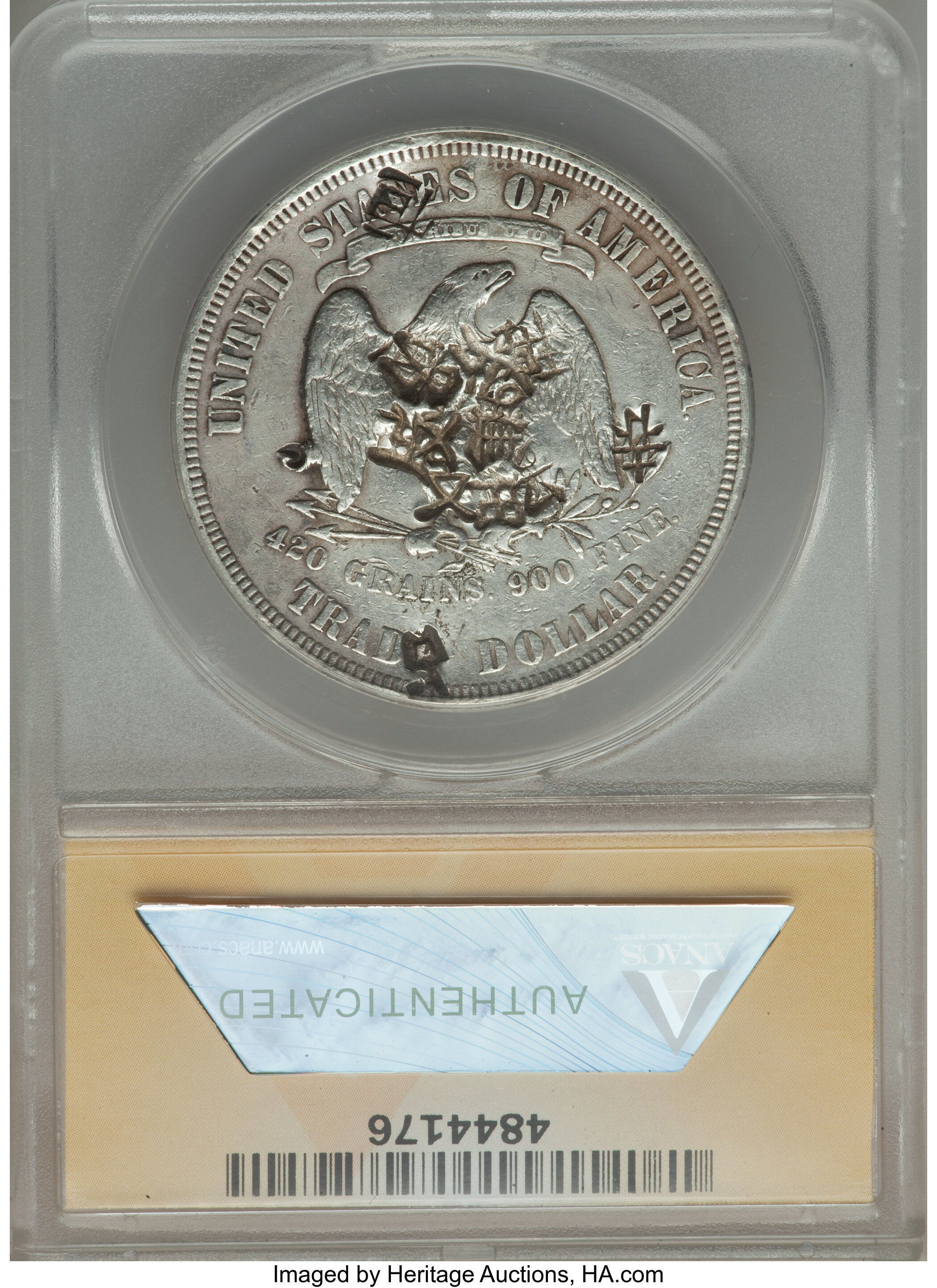 1877 Trade$ Chopmarked VF25 thumbnail 6